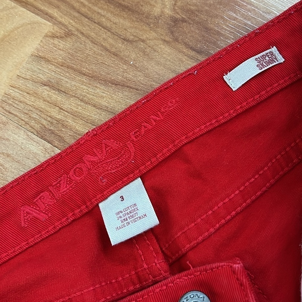 EUC Arizona Skinny red stretchy jeans sz 3. 7” rise, 14” waist, 29.5” in… - Picture 4 of 8